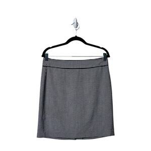 Banana Republic Houndstooth Pencil Skirt 8 Black White Stretch Capsule Office